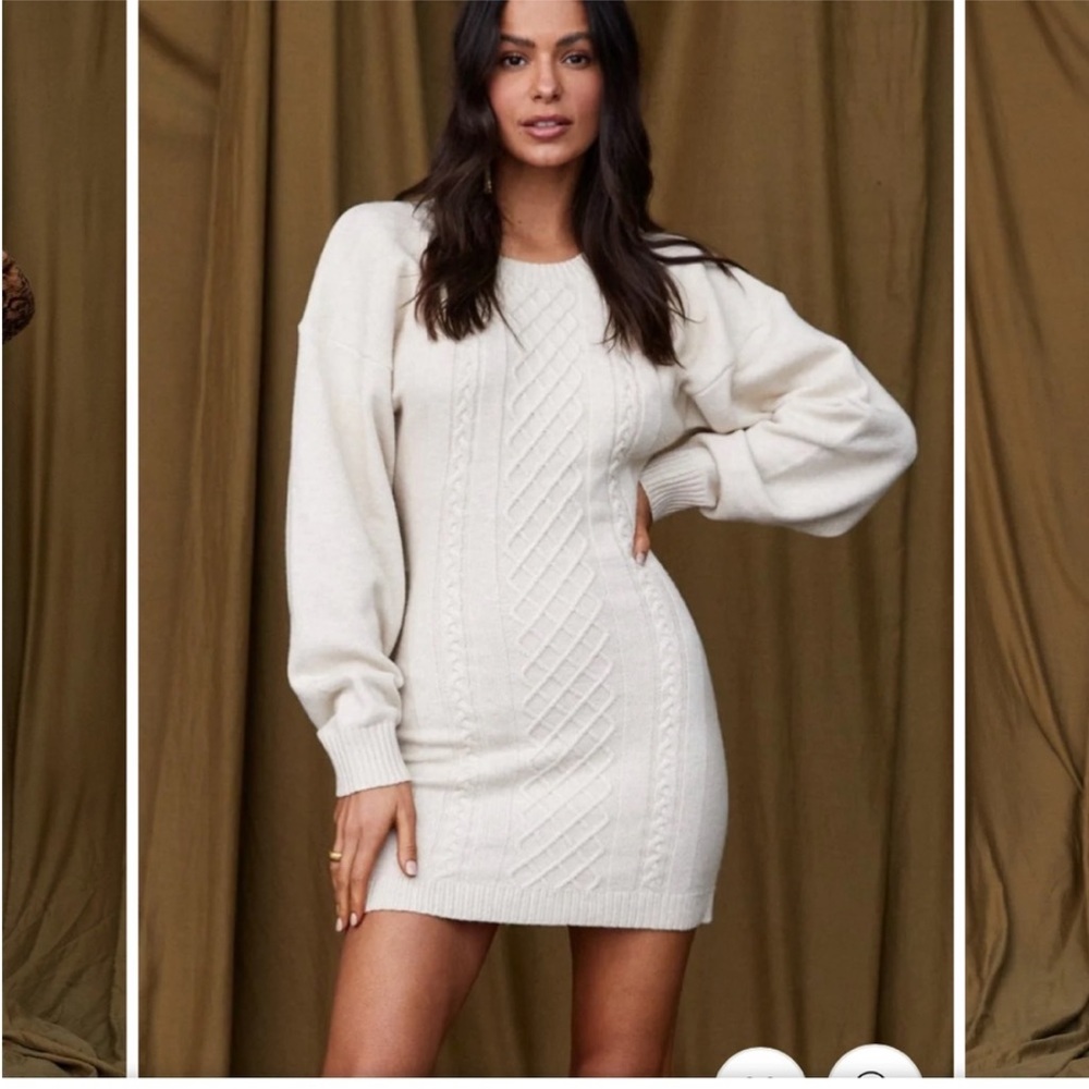 HARLOWE MINI IVORY SWEATER DRESS